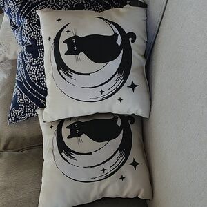 New CAT on the Moon Throw Pillows SET of 2